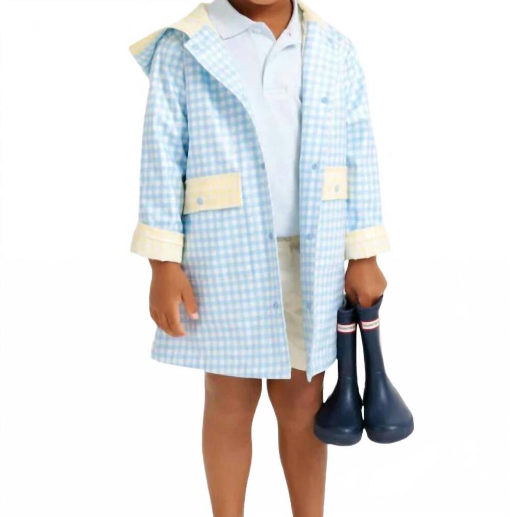 NEW BEAUFORT BONNET liquid sunshine slicker raincoat in buckhead blue gingham